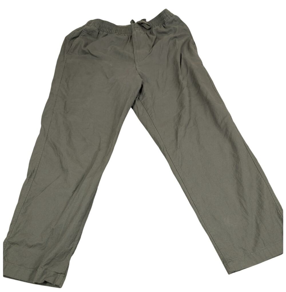 Uniqlo Mens Cotton Blend Elastic Waist Pull On Drawstring Pants Med Green